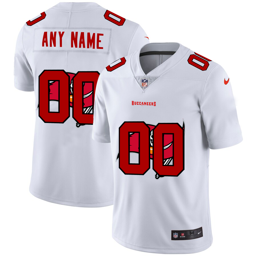 Wholesale Tampa Bay Buccaneers Custom White Men Nike Team Logo Dual Overlap Limited NFL Jersey